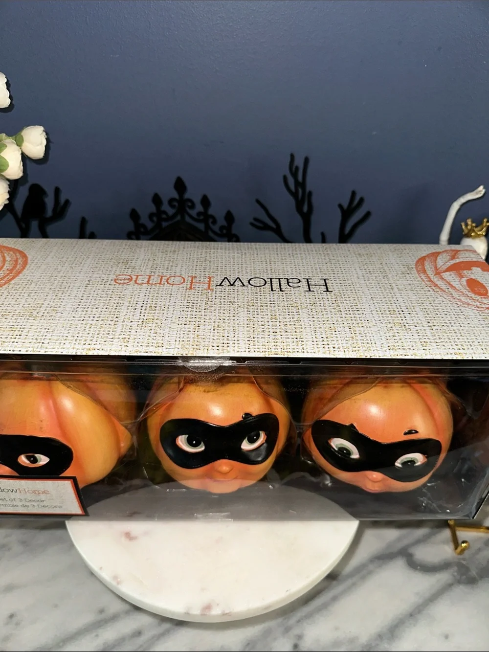Orange Masked Pumpkin Trio - Halloween Face Décor